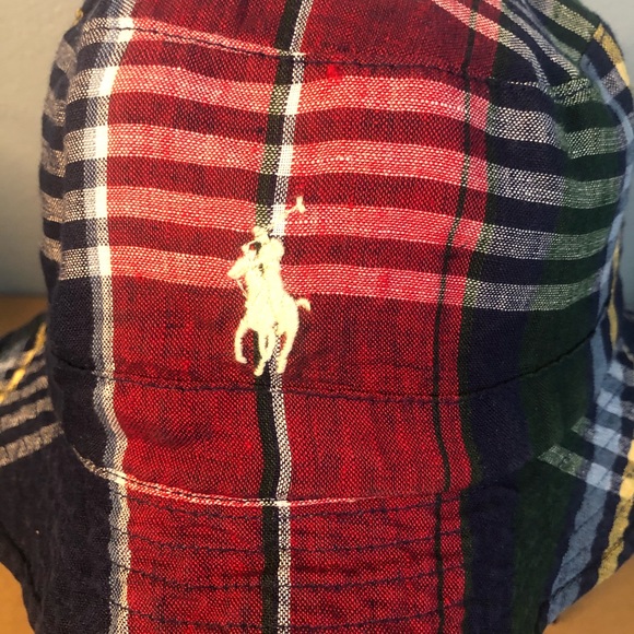Polo Ralph Lauren Polo Club Linen Reversible Multi Plaid/Tan Bucket Hat S/M NWT - Picture 14 of 15